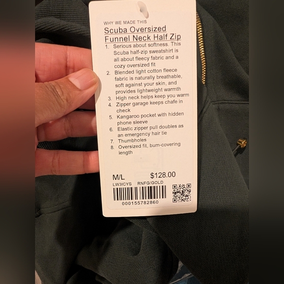 Lululemon Scuba Oversized Funnel Neck Half Zip Rainforest Green Gold Size M/L - Picture 10 of 10